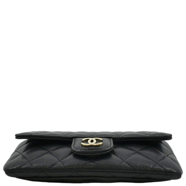 CHANEL Quilted Caviar Leather Chain Crossbody Glasses Case Bag Black