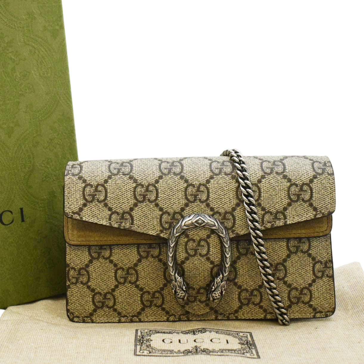 Gucci Dionysus GG Supreme Super Mini Bag Taupe in Supreme Canvas with  Ruthenium-tone - US