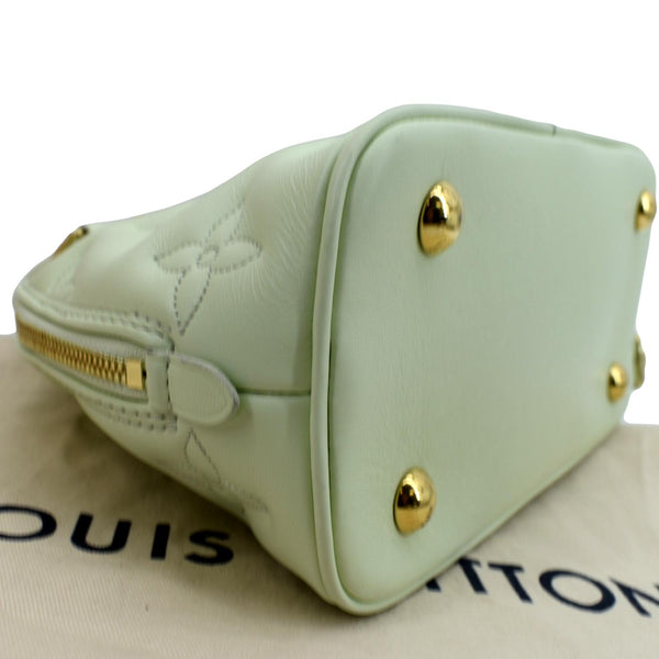 Louis Vuitton Alma BB Bubblegram Leather Satchel Bag in green color - Bottom Left