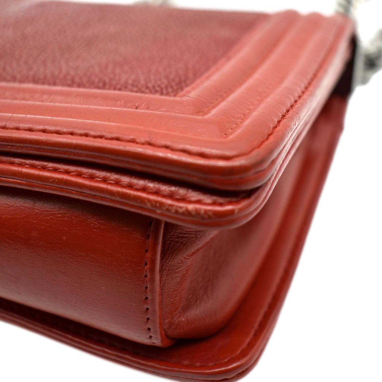 CHANEL Boy Flap with Stingray Leather Shoulder Bag Red - Final Sale