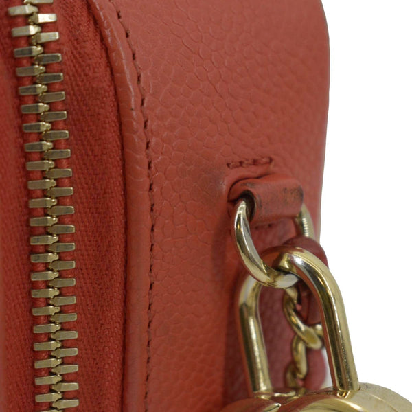 CHANEL Filigree Quilted Caviar Leather Top Handle Vanity Case Blue