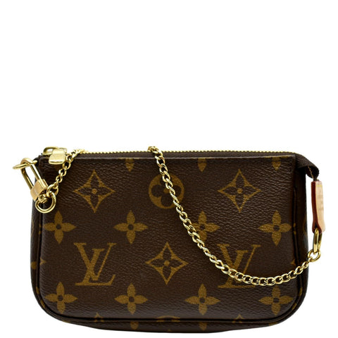 LOUIS VUITTON Mini Pochette Monogram Canvas Accessoires Pouch Brown