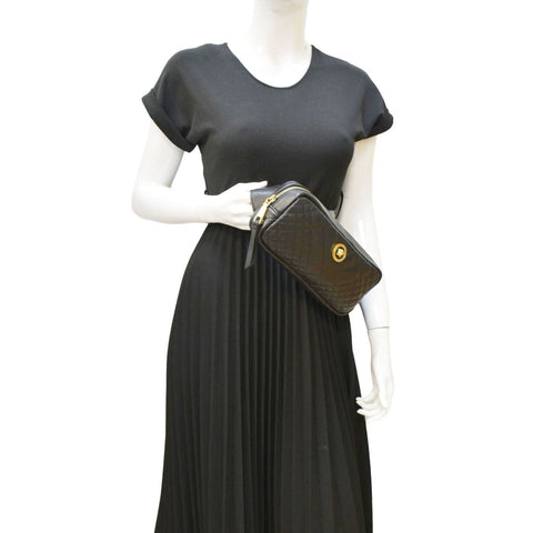 VERSACE Medusa Quilted Leather Belt Bag Black