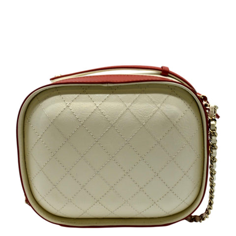 CHANEL Crumpled Calfskin Leather Vanity Case Crossbody Bag Red