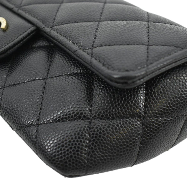 CHANEL Quilted Caviar Leather Chain Crossbody Glasses Case Bag Black