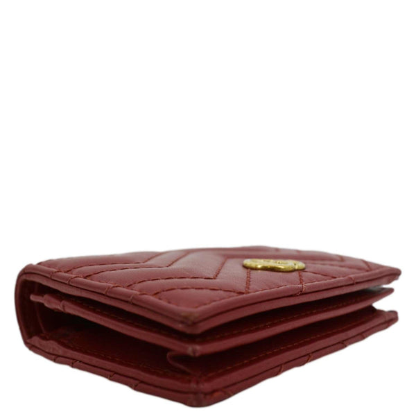 GUCCI Marmont GG Matelasse Leather Card Case Wallet Red 466492