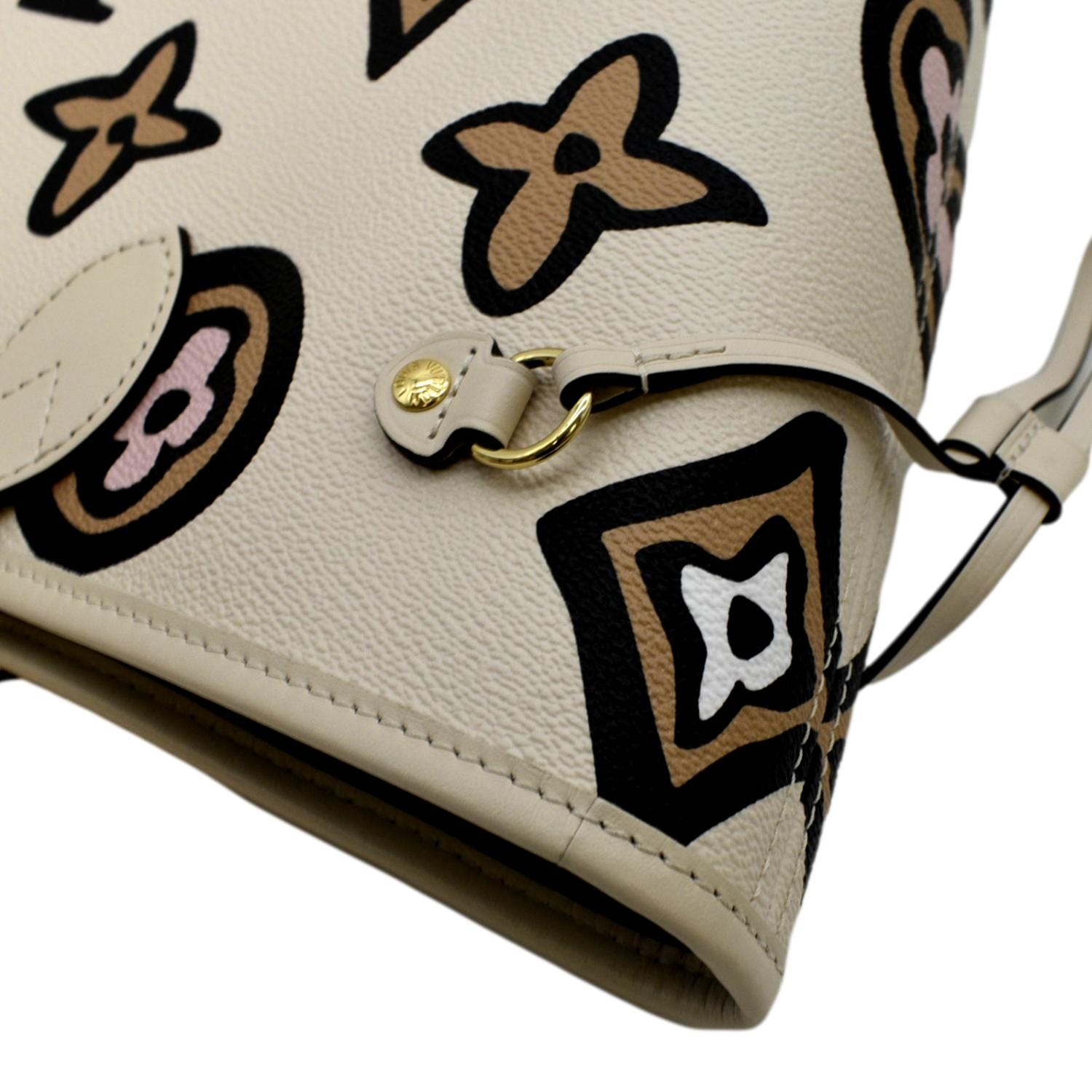 LOUIS VUITTON WILD AT HEART NEVERFULL MM CREME GIANT MONOGRAM BAG **No  Pouch**
