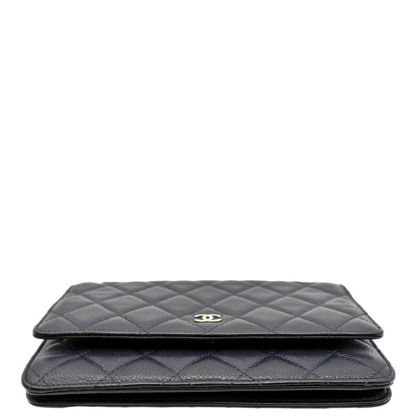 CHANEL WOC Quilted Caviar Leather Crossbody Wallet Navy Blue