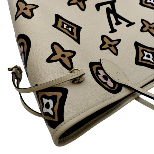 LOUIS VUITTON Neverfull MM Wild At Heart Monogram Giant Tote Bag Creme