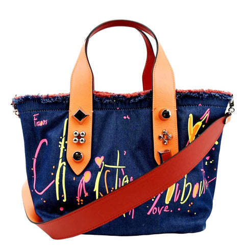 CHRISTIAN LOUBOUTIN Frangibus Small Denim Shoulder Bag Blue