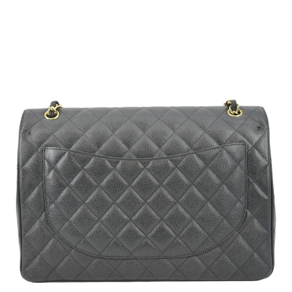 CHANEL Classic Maxi Flap Quilted Caviar Leather Shoulder Bag Black