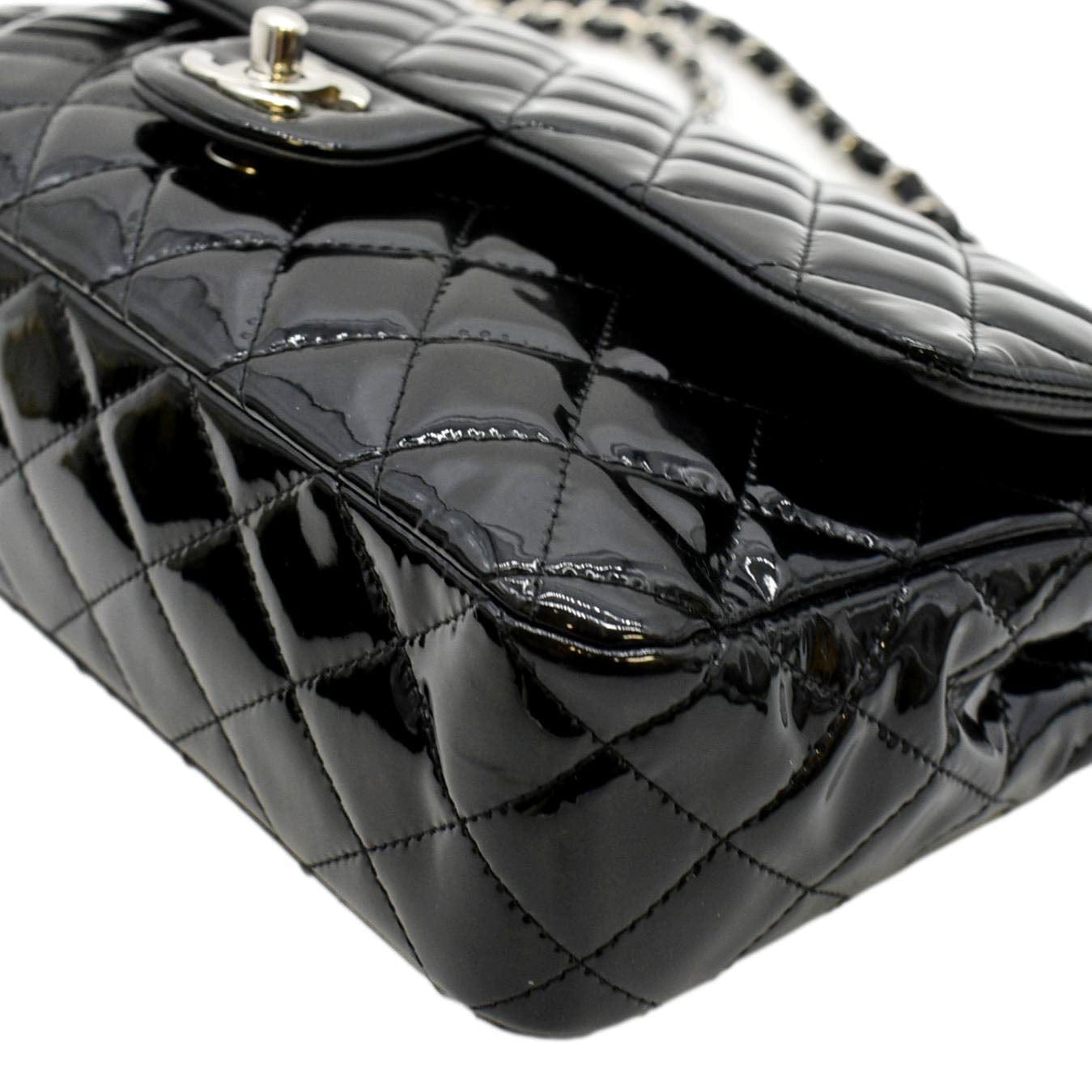 Chanel Timeless Maxi Jumbo single flap handbag in black quilted patent  leather