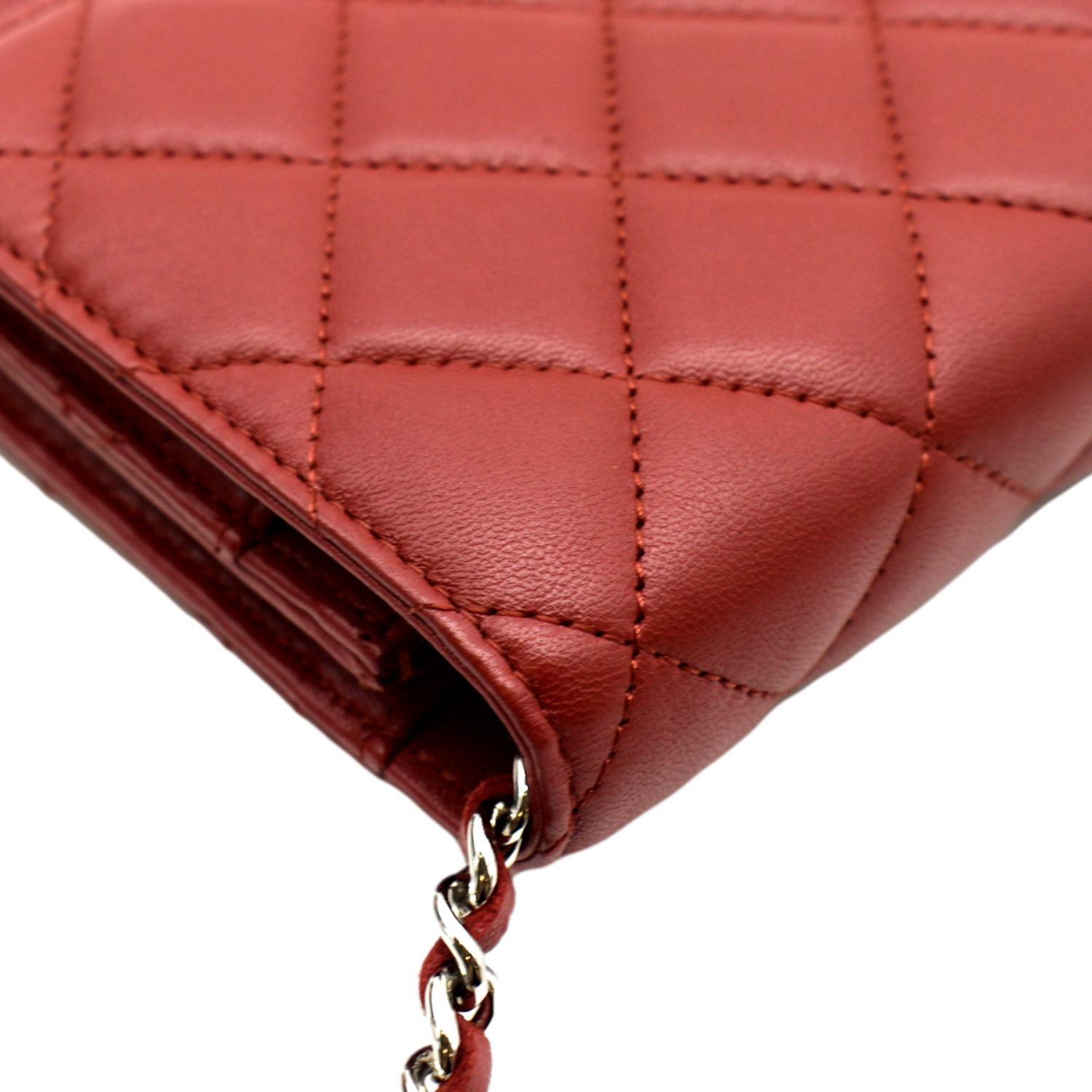 CHANEL WOC Quilted Leather Crossbody Wallet Red