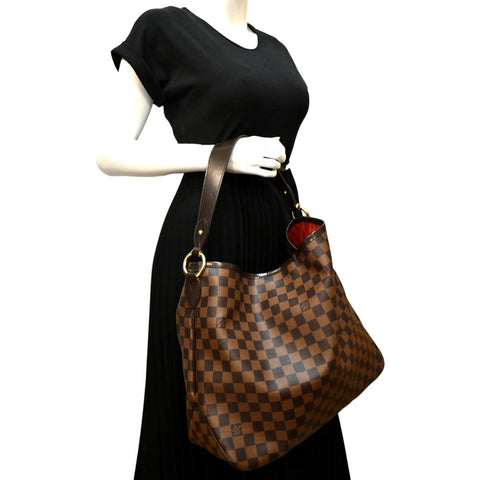 LOUIS VUITTON Delightful Damier Ebene Hobo Bag Brown