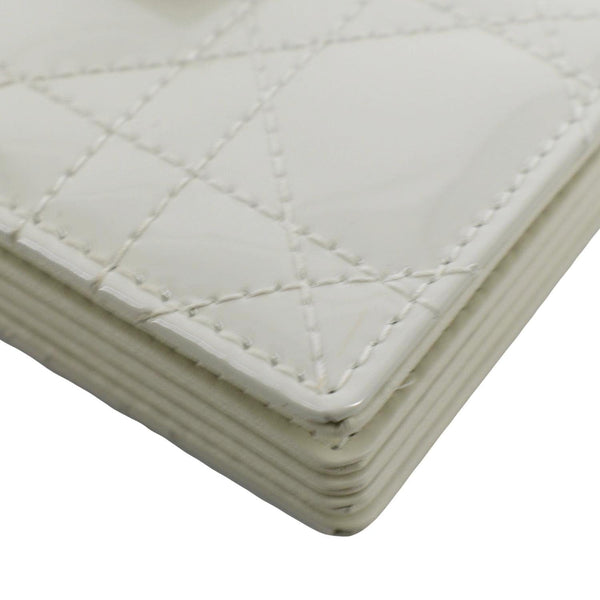 CHRISTIAN DIOR 5 Gusset Patent Leather Card Holder Cream