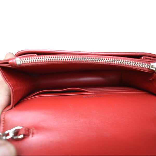 Yves Saint Laurent Sunset Leather Crossbody Bag in red color - Inside