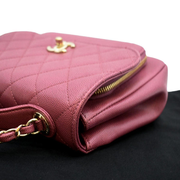 CHANEL Business Affinity Medium Flap Quilted Caviar Shoulder Bag Pink