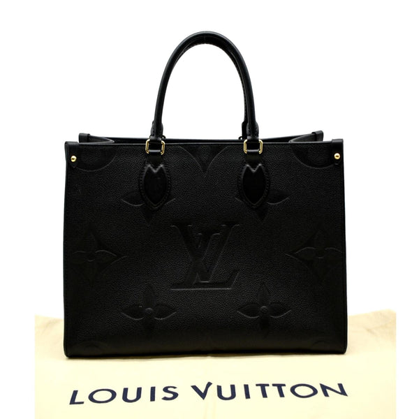 LOUIS VUITTON Onthego MM Giant Monogram Empreinte Leather Tote Bag Black
