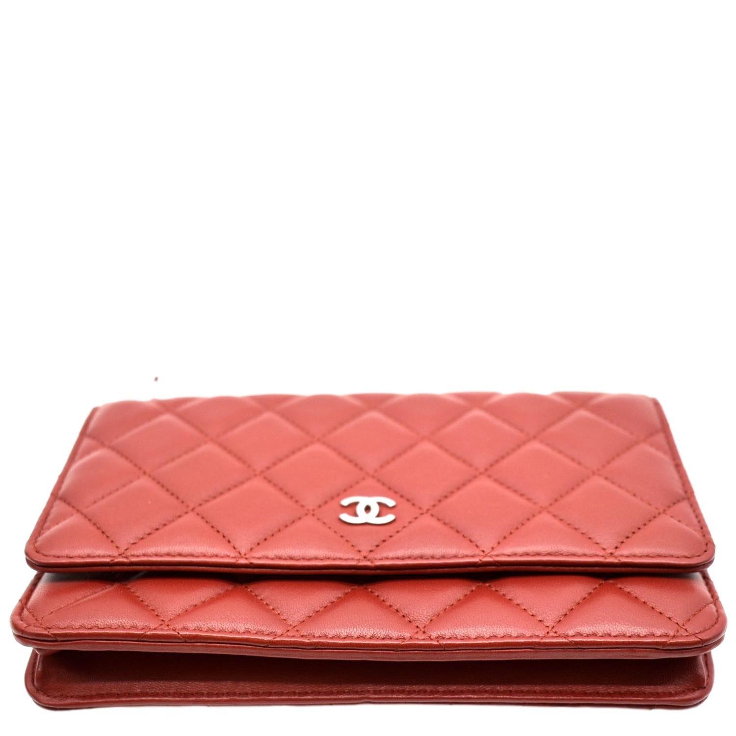 CHANEL WOC Quilted Leather Crossbody Wallet Red