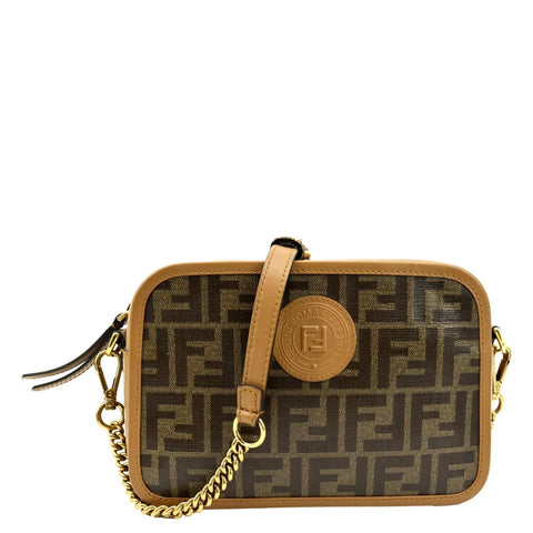 FENDI FF Fabric Crossbody Camera Bag Tan