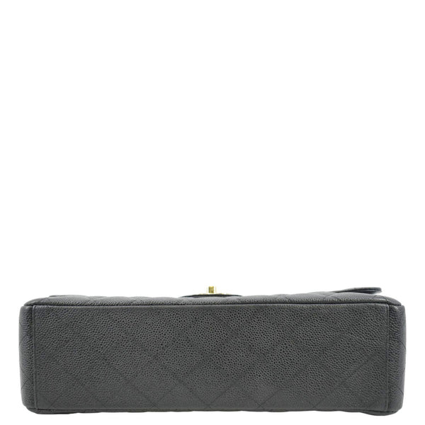 CHANEL Classic Maxi Flap Quilted Caviar Leather Shoulder Bag Black