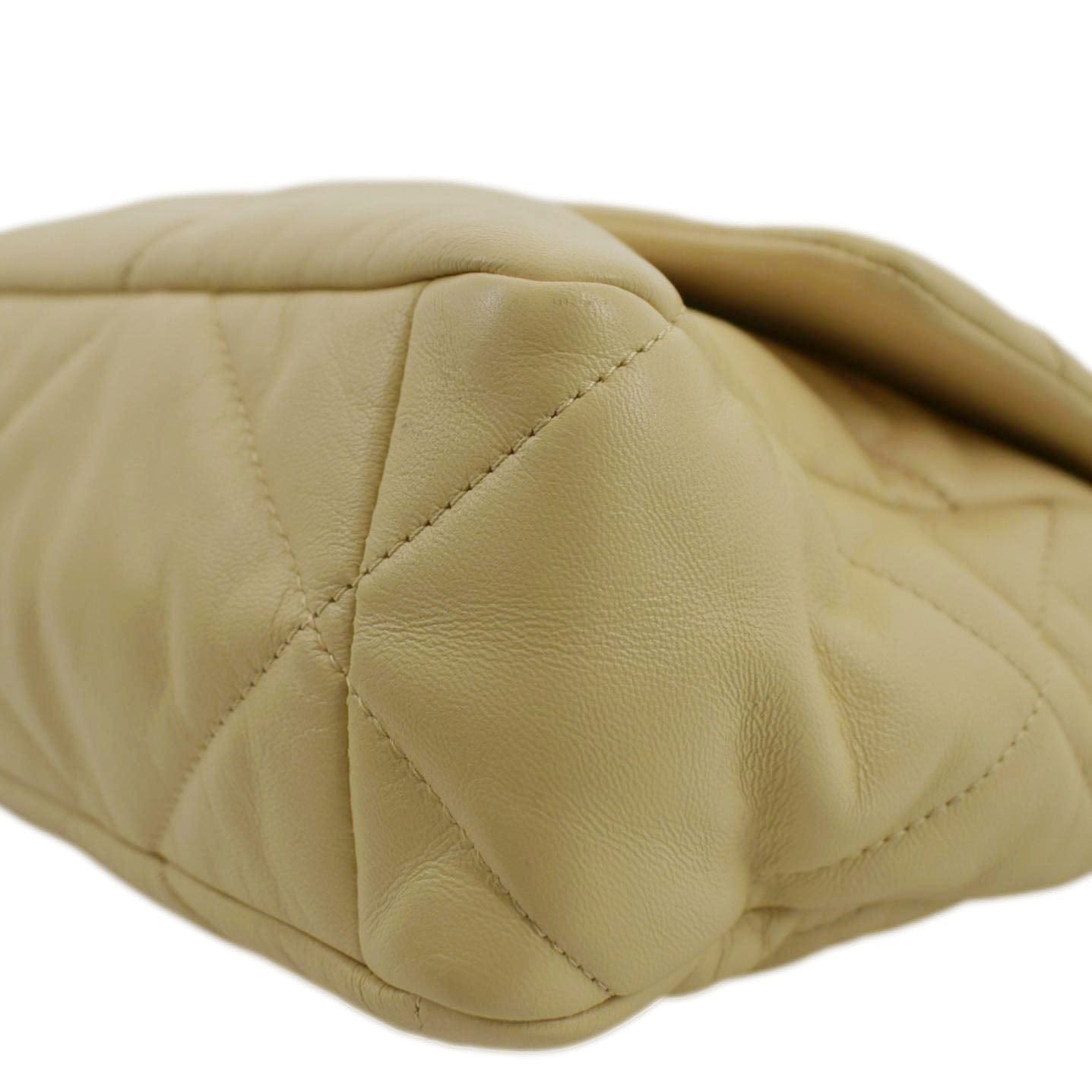 CHANEL 19 Small Flap Lambskin Leather Shoulder Bag Beige