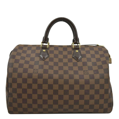 LOUIS VUITTON Speedy 35 Damier Ebene Satchel Bag Brown