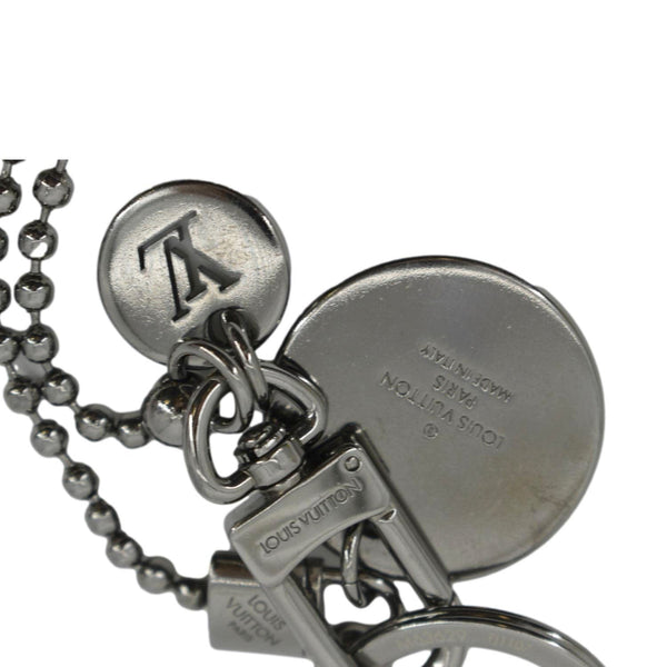 LOUIS VUITTON Porto Crechenne Monogram ID Pocket Key Chain Bag Charm Silver