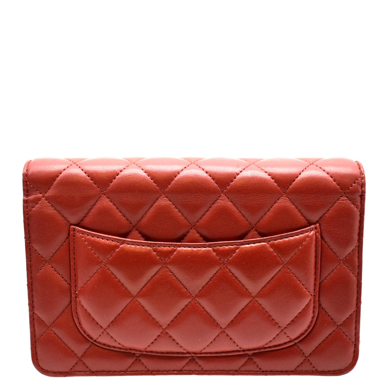 Chanel Woc Quilted Leather Crossbody Wallet Red