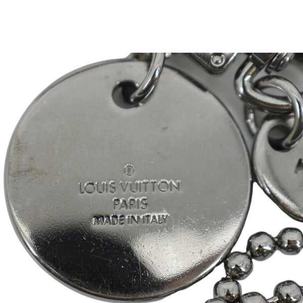 LOUIS VUITTON Porto Crechenne Monogram ID Pocket Key Chain Bag Charm Silver