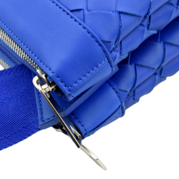 BOTTEGA VENETA Intrecciato Leather Crossbody Messenger Bag Blue