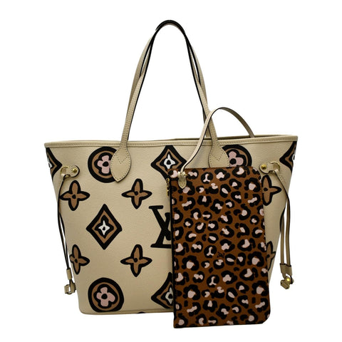 LOUIS VUITTON Neverfull MM Wild At Heart Monogram Giant Tote Bag Creme