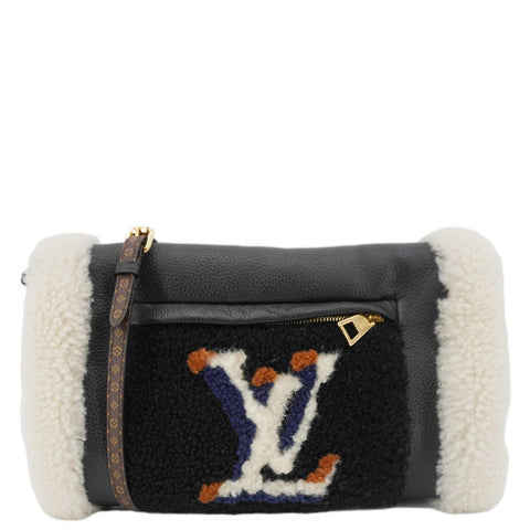 LOUIS VUITTON Teddy Muffle Monogram Calfskin Leather Shoulder Bag Black