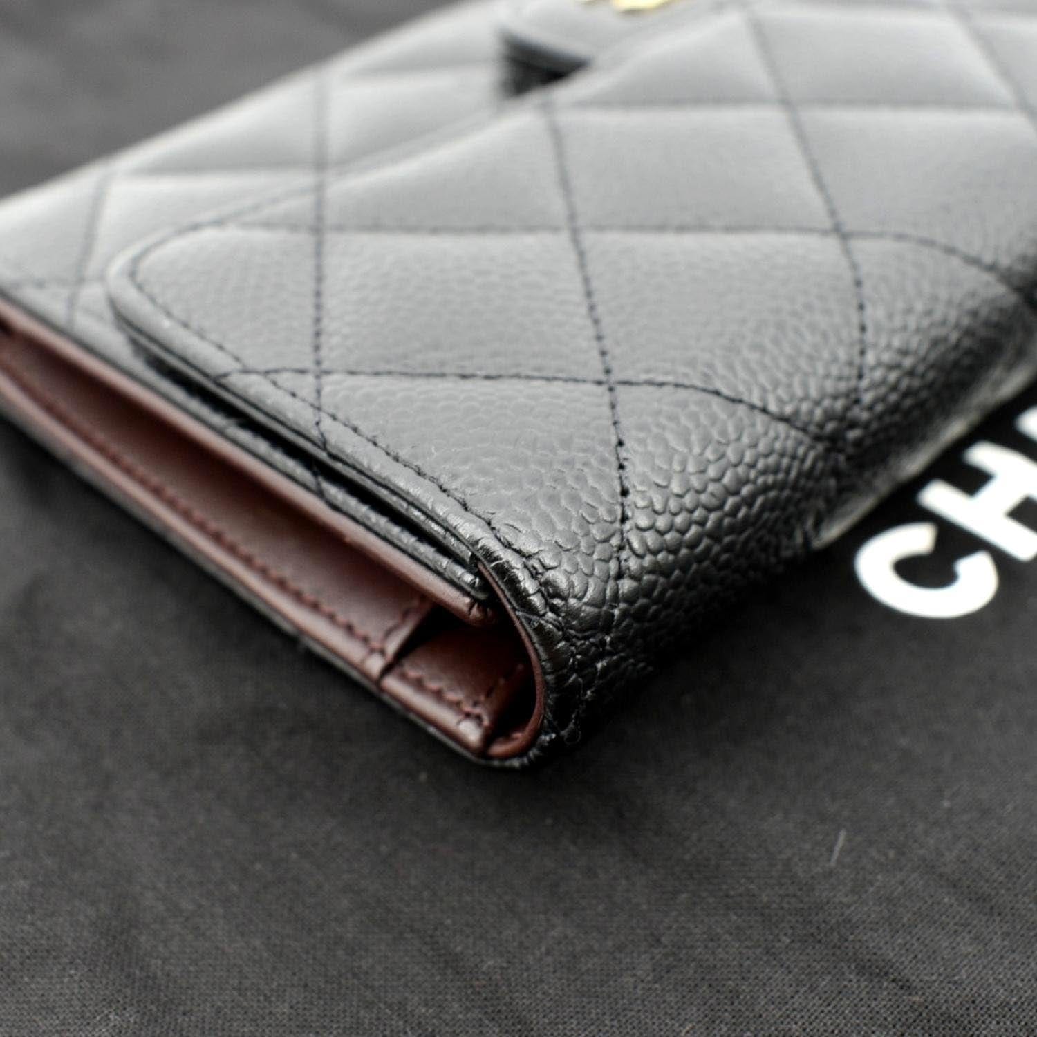 Chanel Flap Quilted Caviar Wallet in Black color