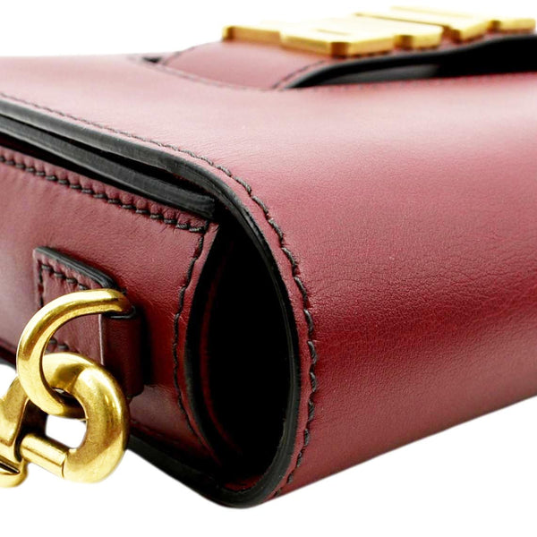 CHRISTIAN DIOR Dio(r)evolution Flap Calfskin Shoulder Bag Dark Red