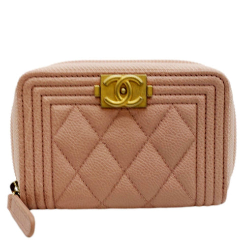 CHANEL CC Key Holder Caviar Leather Case Wallet Pink 22826381