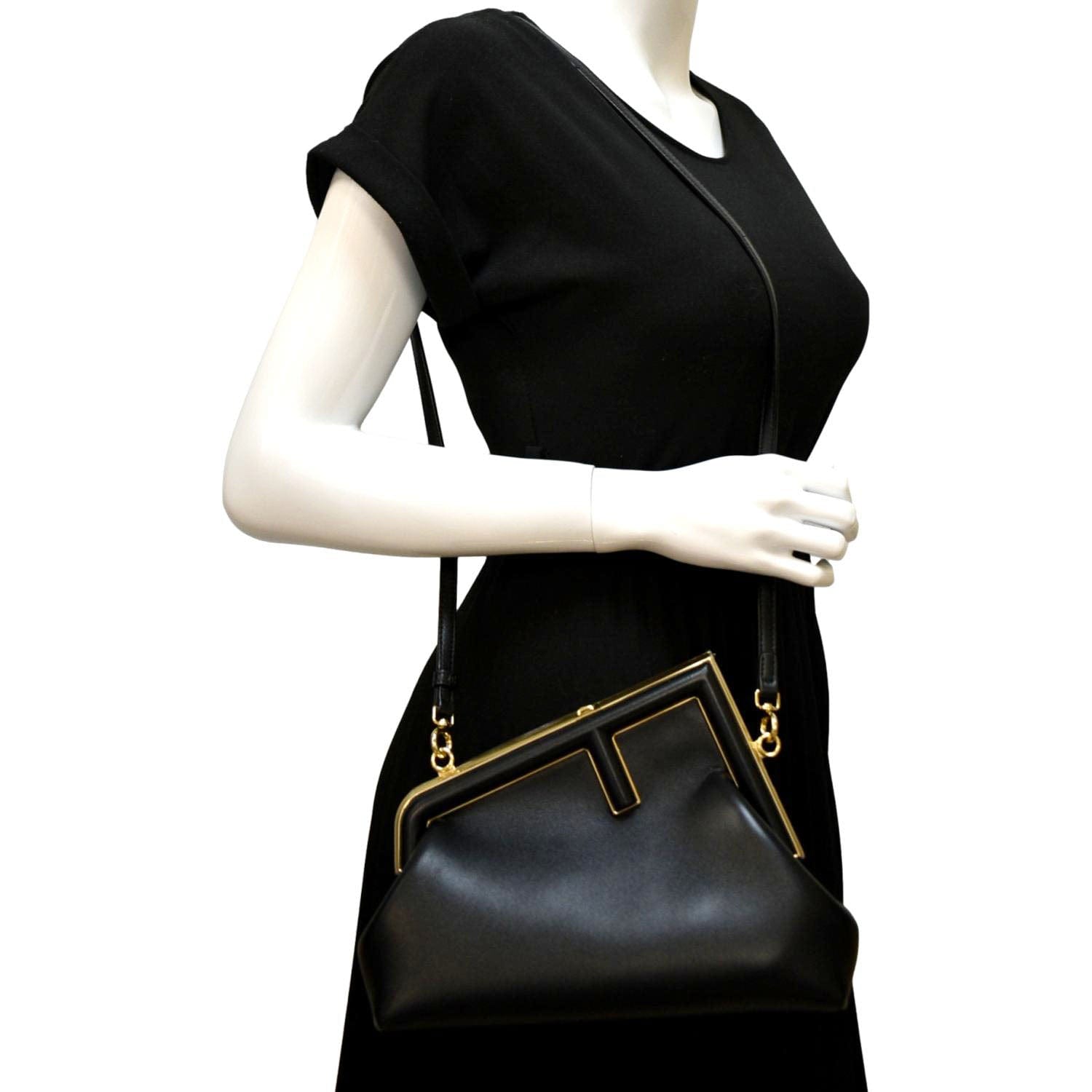 FENDI First Leather Shoulder Bag in Black