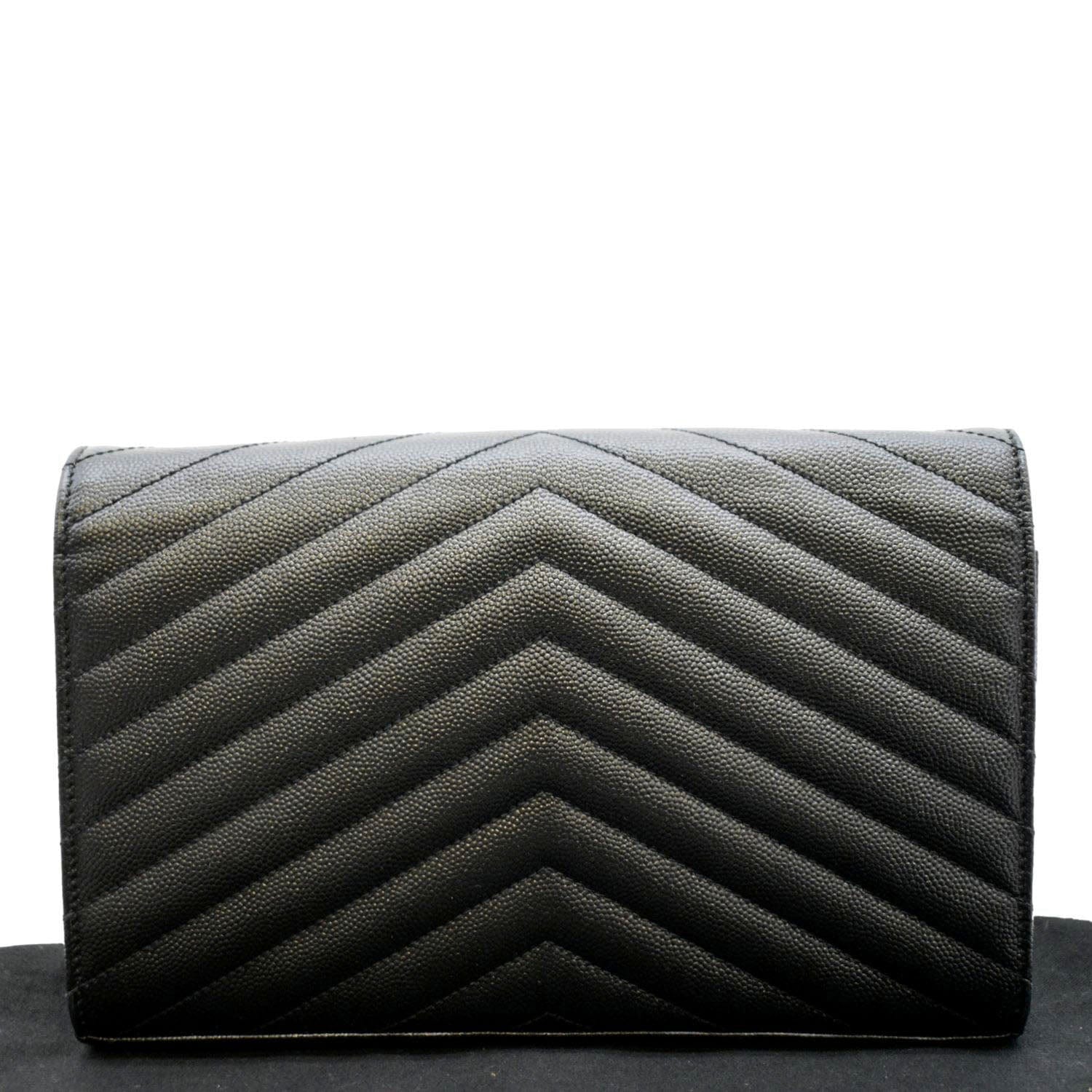 Ysl Chevron Quilted Leather Wallet on Chain