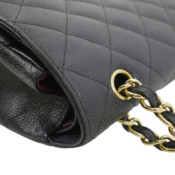 CHANEL Classic Maxi Flap Quilted Caviar Leather Shoulder Bag Black