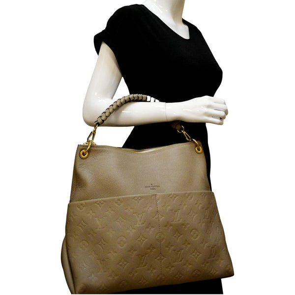 LOUIS VUITTON Maida Monogram Empreinte Leather Hobo Shoulder Bag Dune