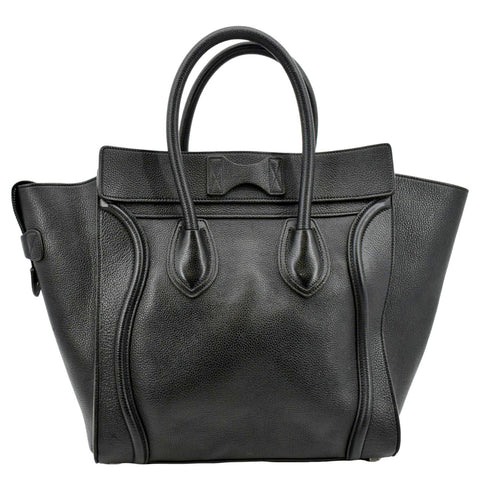 CELINE Drummed Mini Luggage Calfskin Leather Tote Bag Black