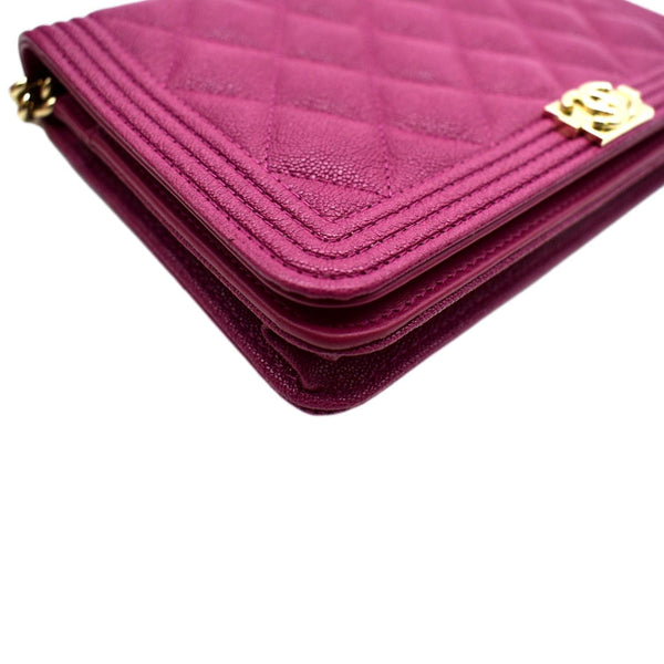 CHANEL Boy Woc Quilted Caviar Leather Wallet on Chain Crossbody Bag Pink