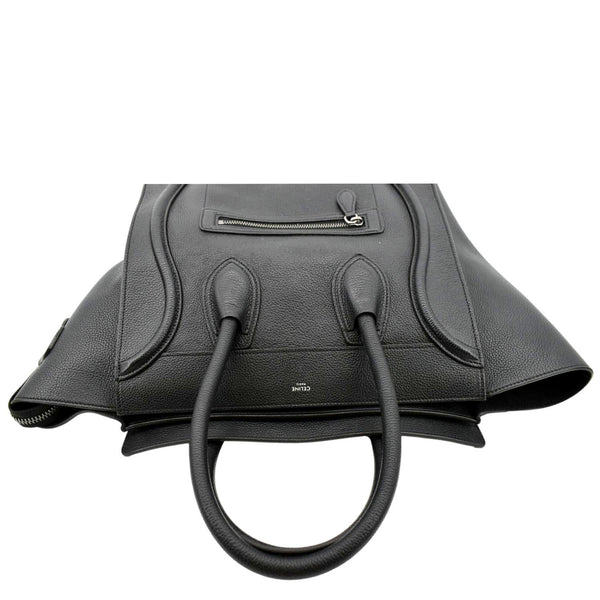 CELINE Drummed Mini Luggage Calfskin Leather Tote Bag Black