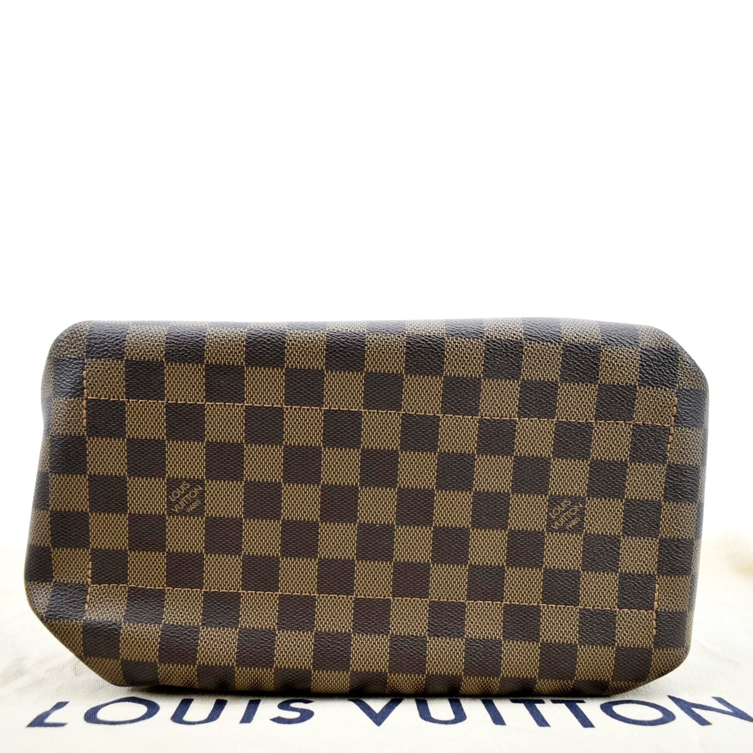 Louis Vuitton Damier Ebene Coated Canvas Belmont mm Gold Hardware, 2021 (Like New), Black/Brown Womens Handbag