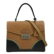 PRADA Vitello Sound Lock Leather Shoulder Bag Tan
