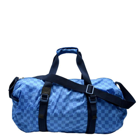 LOUIS VUITTON  Keepall 50 Adventure Practical Nylon Damier Masai Duffle Travel Bag Blue - Final Sale