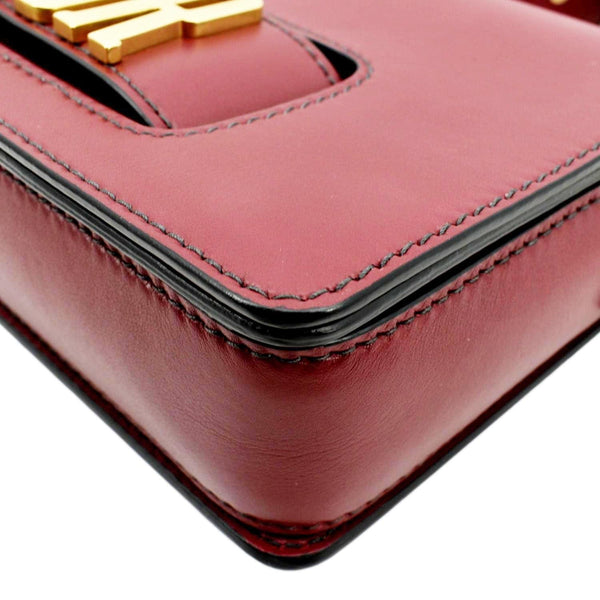 CHRISTIAN DIOR Dio(r)evolution Flap Calfskin Shoulder Bag Dark Red