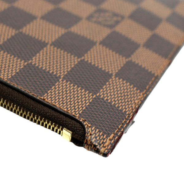 LOUIS VUITTON Neverfull Damier Ebene Pochette Wristlet Pouch Brown