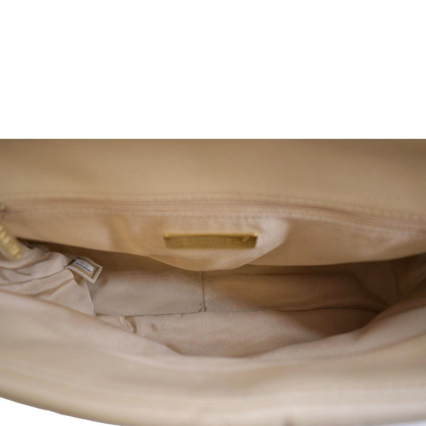 Chanel 19 Small Flap Quilted Lambskin Leather Shoulder Bag Beige