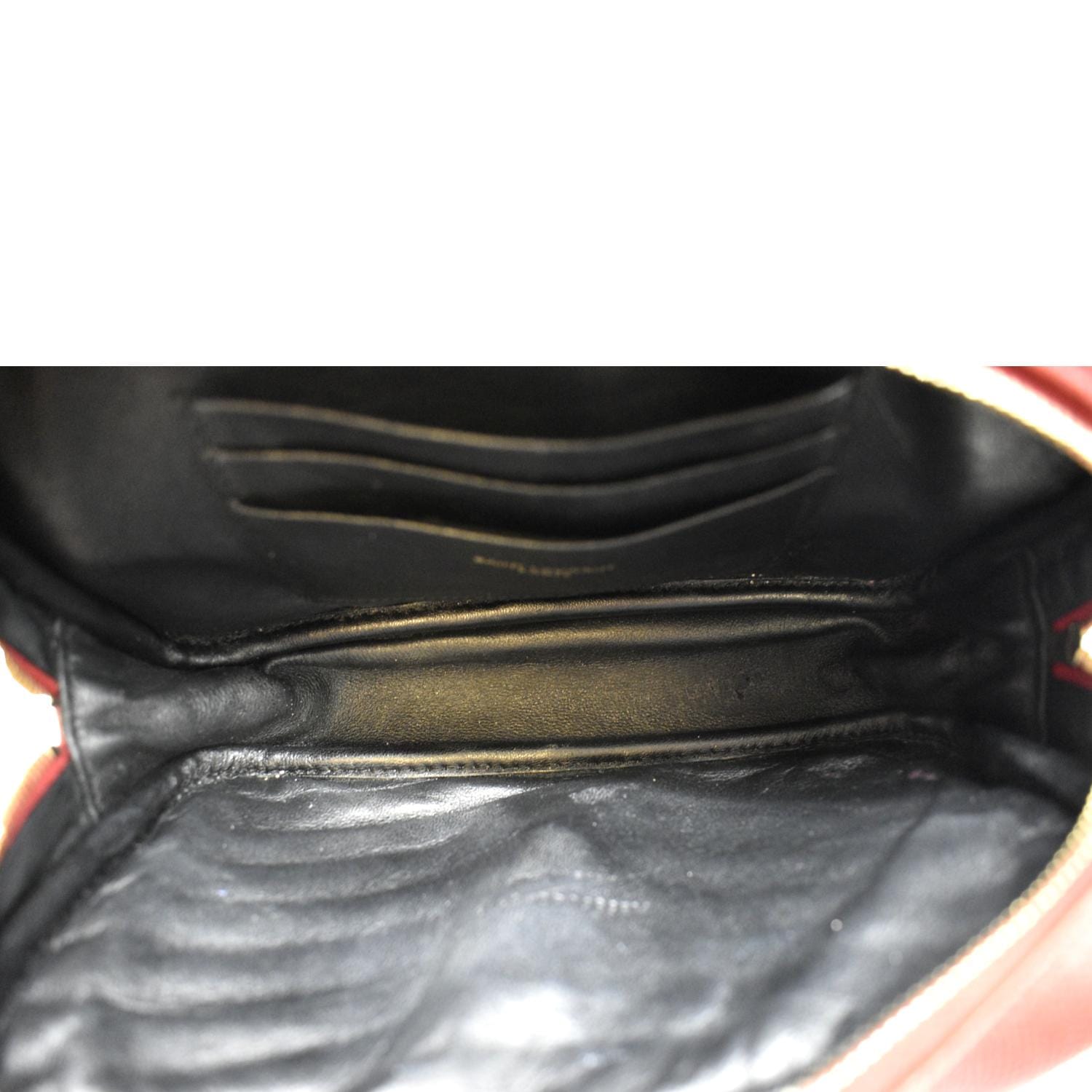 YVES SAINT LAURENT Small Lou Chevron Leather Camera Crossbody Bag Red